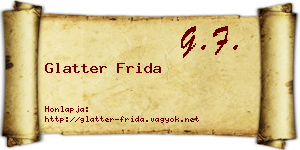 Glatter Frida névjegykártya